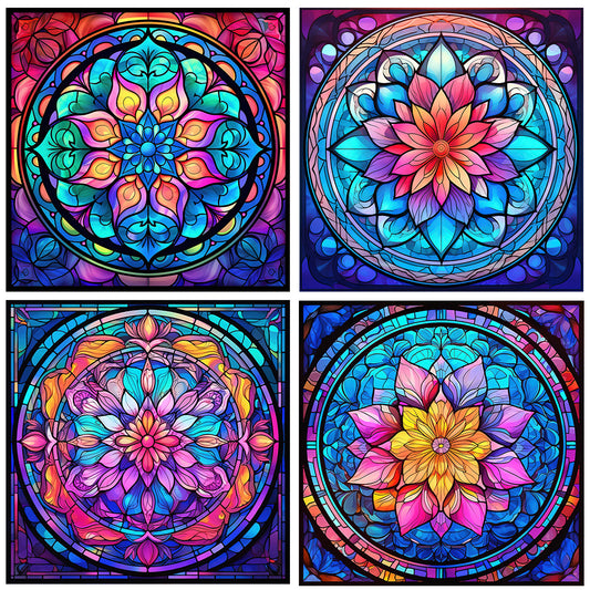 4pcs Diamond Painting Set - mandala glass painting (30*30CM)