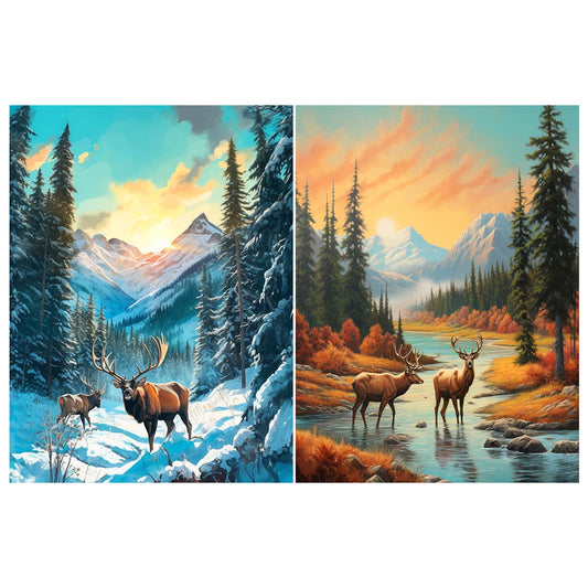 2pcs Diamond Painting Set - Autumn and winter elk (30*40CM)