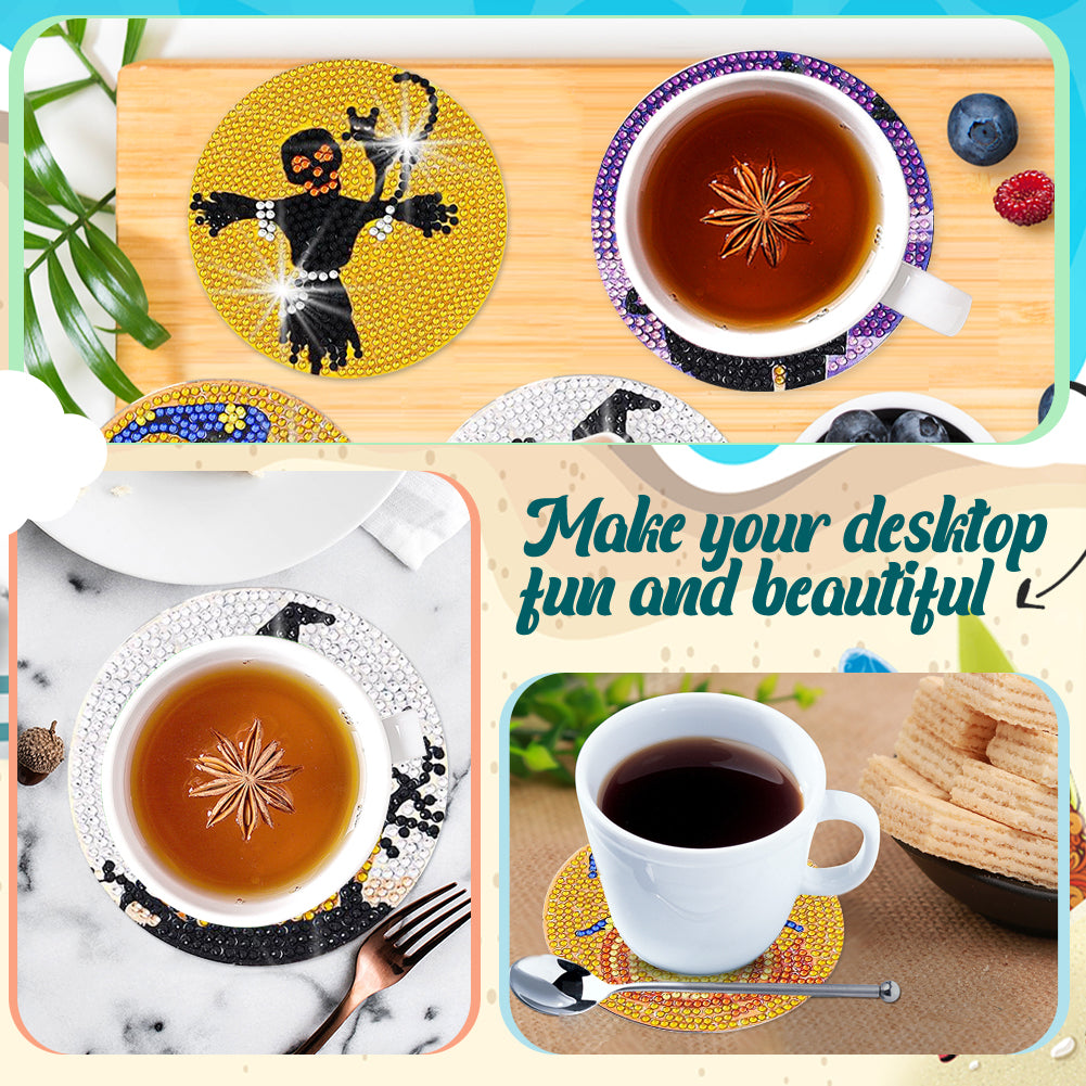 8PCS Diamond Painting Art Coaster Kit Flower Bird Christmas Gnome Winter Snowman