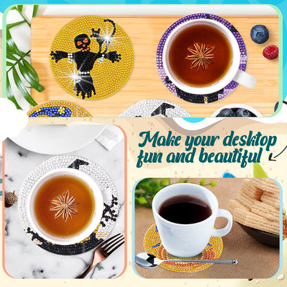 8PCS Diamond Painting Art Coaster Kit Flower Bird Christmas Gnome Winter Snowman