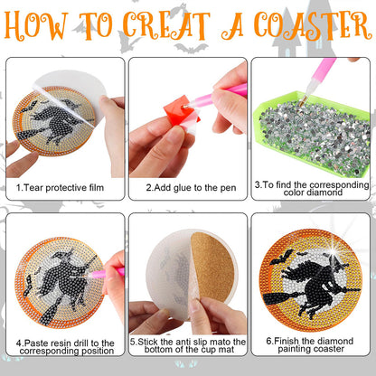 8PCS Diamond Painting Art Coaster Kit Flower Bird Christmas Gnome Winter Snowman
