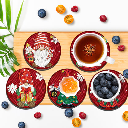 8PCS Diamond Painting Art Coaster Kit Flower Bird Christmas Gnome Winter Snowman