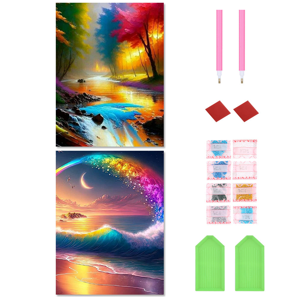 2pcs Diamond Painting Set - colorful landscape (30*40CM)