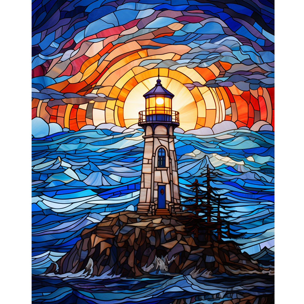 Diamond Painting - Full Round - lighthouse glass painting (40*50CM)