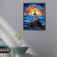 Load image into Gallery viewer, Diamond Painting - Full Round - lighthouse glass painting (40*50CM)

