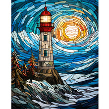 Load image into Gallery viewer, Diamond Painting - Full Round - lighthouse glass painting (40*50CM)
