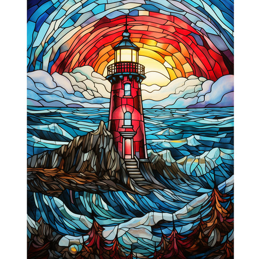 Diamond Painting - Full Round - lighthouse glass painting (40*50CM)