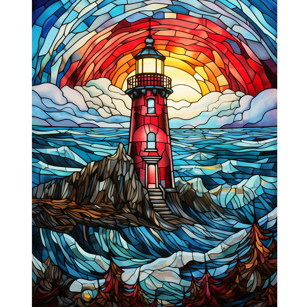 Diamond Painting - Full Round - lighthouse glass painting (40*50CM)