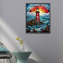Load image into Gallery viewer, Diamond Painting - Full Round - lighthouse glass painting (40*50CM)
