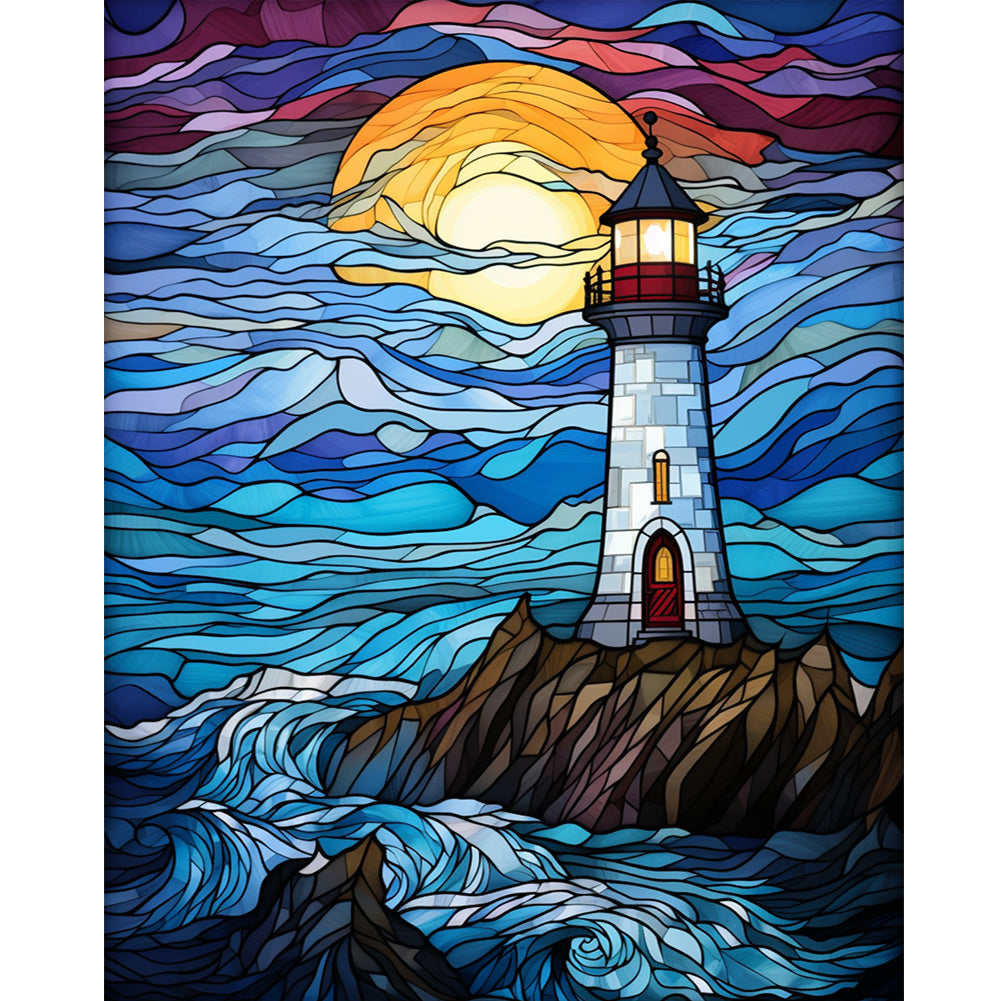 Diamond Painting - Full Round - lighthouse glass painting (40*50CM)