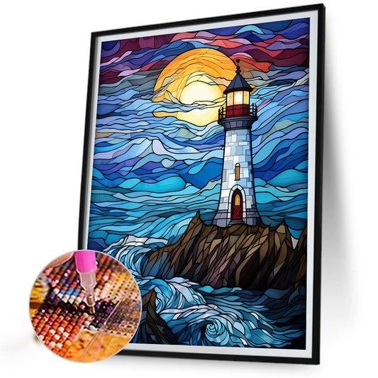 Diamond Painting - Full Round - lighthouse glass painting (40*50CM)