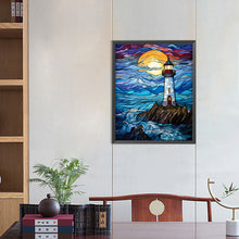 Load image into Gallery viewer, Diamond Painting - Full Round - lighthouse glass painting (40*50CM)
