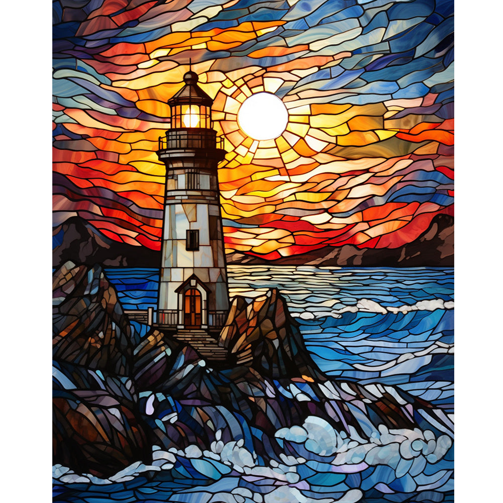 Diamond Painting - Full Round - lighthouse glass painting (40*50CM)