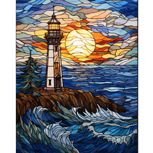 Load image into Gallery viewer, Diamond Painting - Full Round - lighthouse glass painting (40*50CM)
