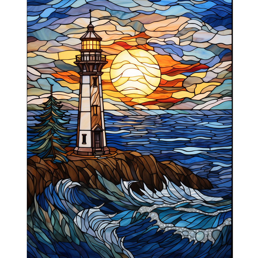 Diamond Painting - Full Round - lighthouse glass painting (40*50CM)