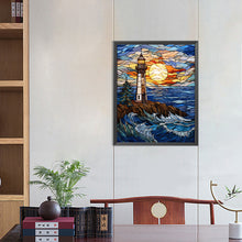 Load image into Gallery viewer, Diamond Painting - Full Round - lighthouse glass painting (40*50CM)
