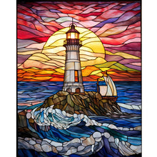 Load image into Gallery viewer, Diamond Painting - Full Round - lighthouse glass painting (40*50CM)
