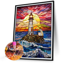 Load image into Gallery viewer, Diamond Painting - Full Round - lighthouse glass painting (40*50CM)
