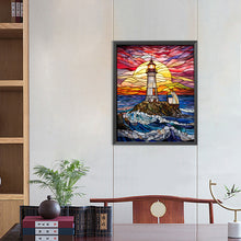 Load image into Gallery viewer, Diamond Painting - Full Round - lighthouse glass painting (40*50CM)
