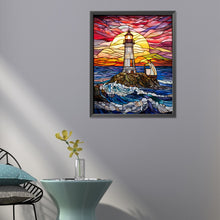 Load image into Gallery viewer, Diamond Painting - Full Round - lighthouse glass painting (40*50CM)
