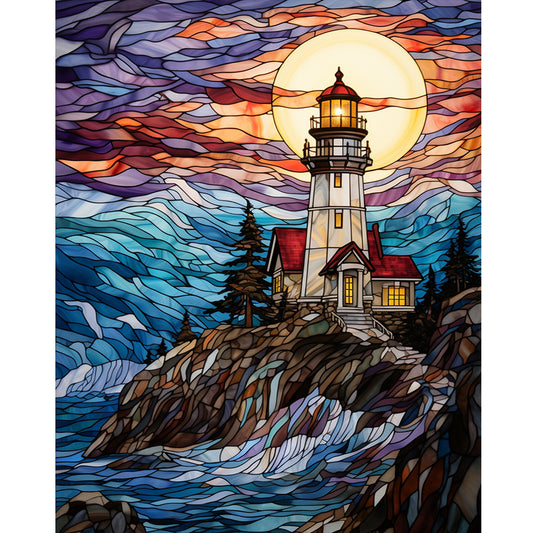 Diamond Painting - Full Round - lighthouse glass painting (40*50CM)
