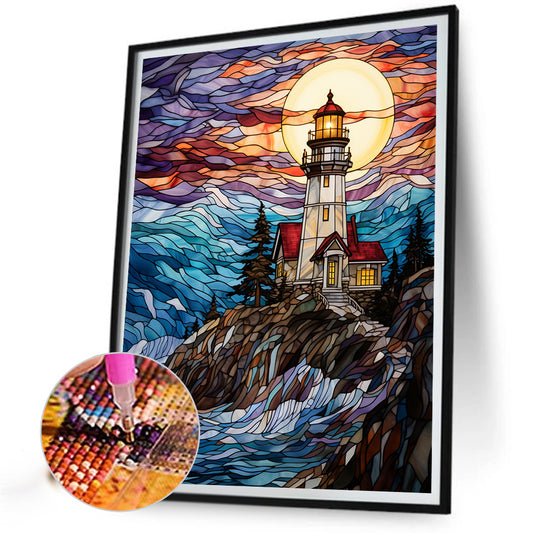 Diamond Painting - Full Round - lighthouse glass painting (40*50CM)