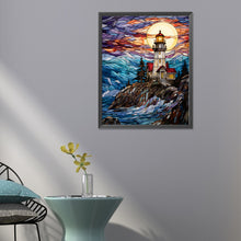 Load image into Gallery viewer, Diamond Painting - Full Round - lighthouse glass painting (40*50CM)
