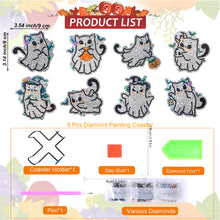 Load image into Gallery viewer, 8/10PCS Diamond Painting Art Coaster Kit Halloween Cat Autumn Hot Cocoa Nativity
