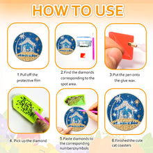 Load image into Gallery viewer, 8/10PCS Diamond Painting Art Coaster Kit Halloween Cat Autumn Hot Cocoa Nativity
