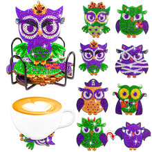 Load image into Gallery viewer, 8/10PCS Diamond Painting Art Coaster Kit Halloween Cat Autumn Hot Cocoa Nativity

