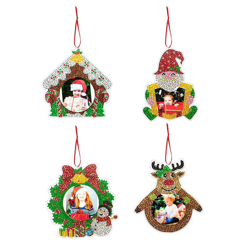 4PCS Photo Frame Christmas Photo Frame Hanging Diamond Painting Xmas Photo Frame