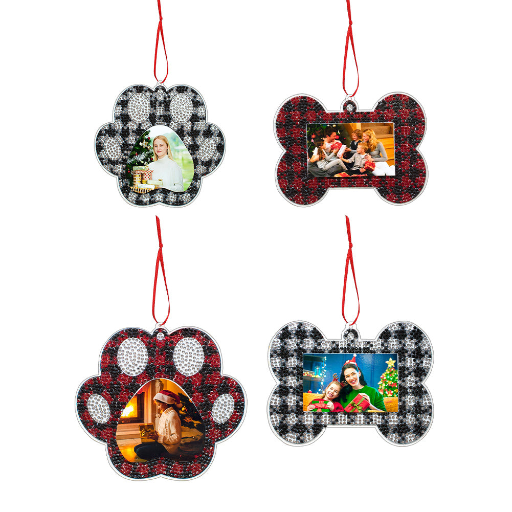 4PCS Photo Frame Christmas Photo Frame Hanging Diamond Painting Xmas Photo Frame