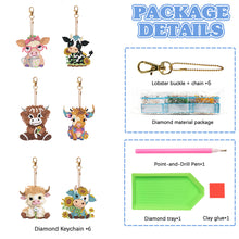 Load image into Gallery viewer, 6PCS Diamond Art Keyring Calf Double Sided Diamond Painting Art Keychain Pendant
