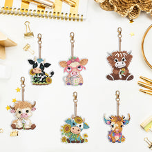 Load image into Gallery viewer, 6PCS Diamond Art Keyring Calf Double Sided Diamond Painting Art Keychain Pendant

