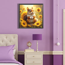 Load image into Gallery viewer, Diamond Painting - Full Round - squirrel in sunflower field (40*40CM)
