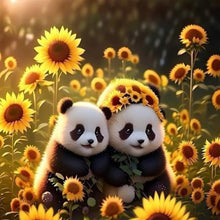 Load image into Gallery viewer, Diamond Painting - Full Round - Panda in the sunflower field (40*40CM)
