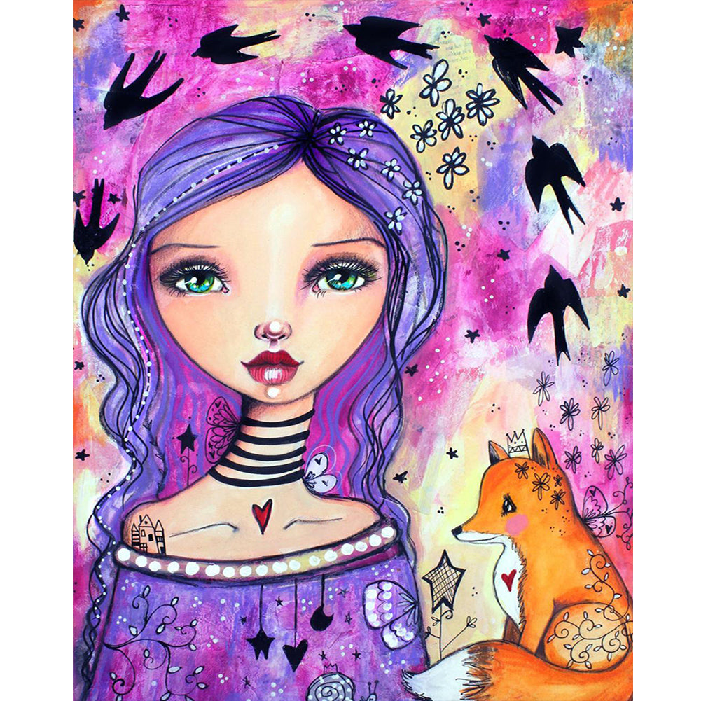 Diamond Painting - Full Round - purple haired girl (40*50CM)
