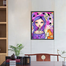Load image into Gallery viewer, Diamond Painting - Full Round - purple haired girl (40*50CM)
