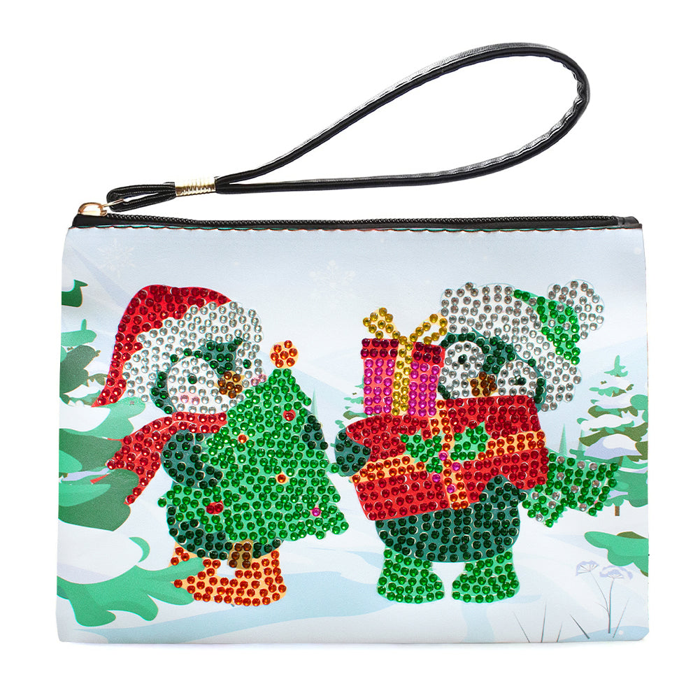 Christmas Special Shape Diamond Art Clutch Bag Snowman Diamond Makeup Bag Santa