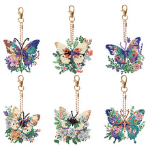 Load image into Gallery viewer, 6PCS Full Drill Keyring Butterfly Double Sided for Adult Kid Purse Handbag Decor
