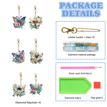 Load image into Gallery viewer, 6PCS Full Drill Keyring Butterfly Double Sided for Adult Kid Purse Handbag Decor
