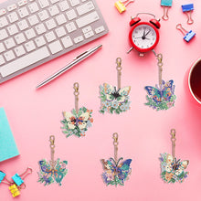 Load image into Gallery viewer, 6PCS Full Drill Keyring Butterfly Double Sided for Adult Kid Purse Handbag Decor
