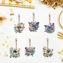 Load image into Gallery viewer, 6PCS Full Drill Keyring Butterfly Double Sided for Adult Kid Purse Handbag Decor
