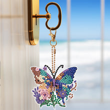 Load image into Gallery viewer, 6PCS Full Drill Keyring Butterfly Double Sided for Adult Kid Purse Handbag Decor
