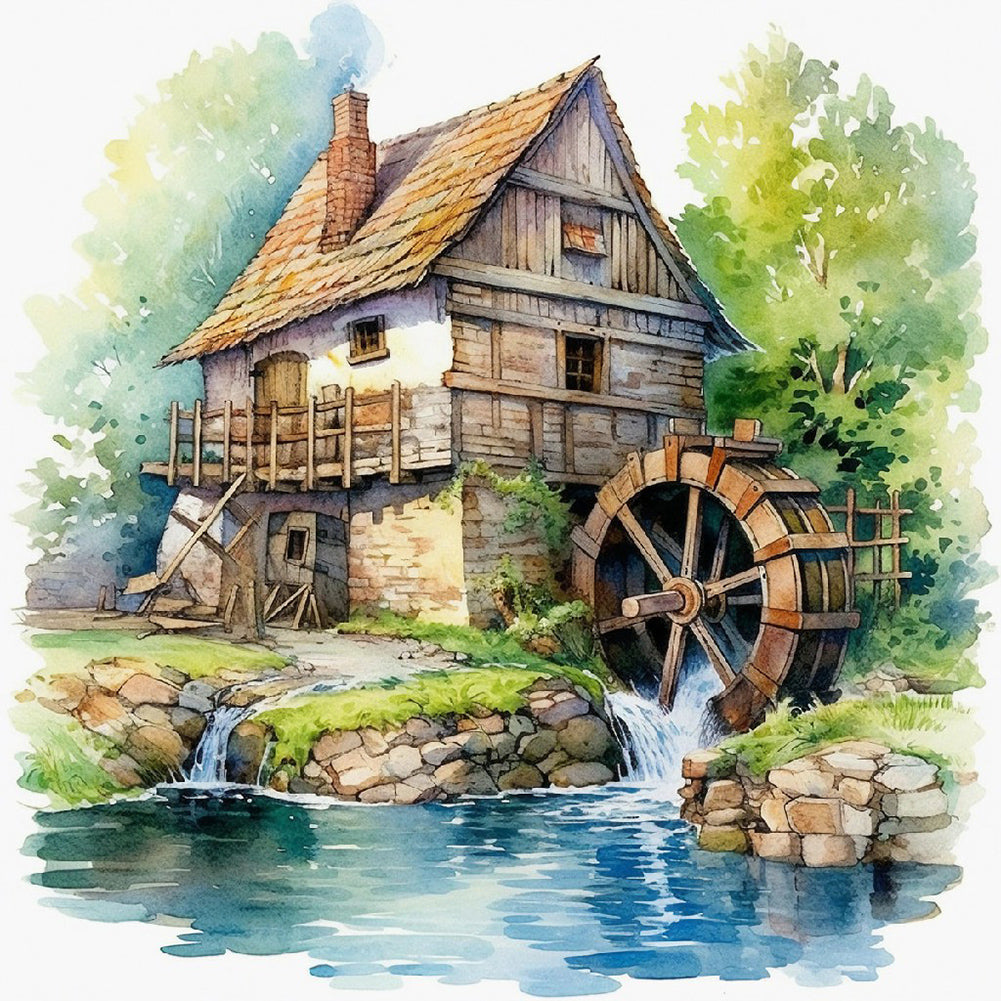 Diamond Painting - Full Round - house by the river (40*40CM)