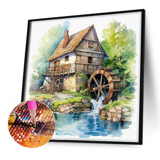 Diamond Painting - Full Round - house by the river (40*40CM)