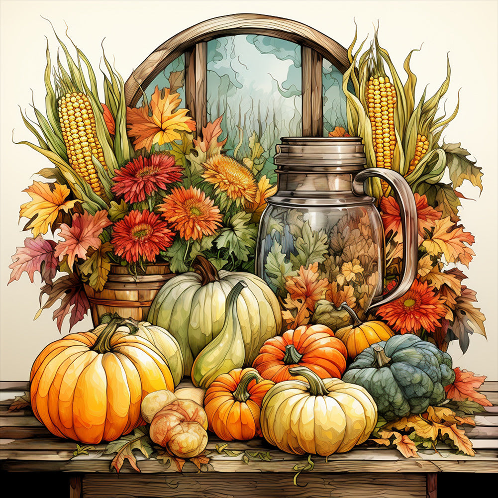Diamond Painting - Full Round - pumpkin turkey (40*40CM)