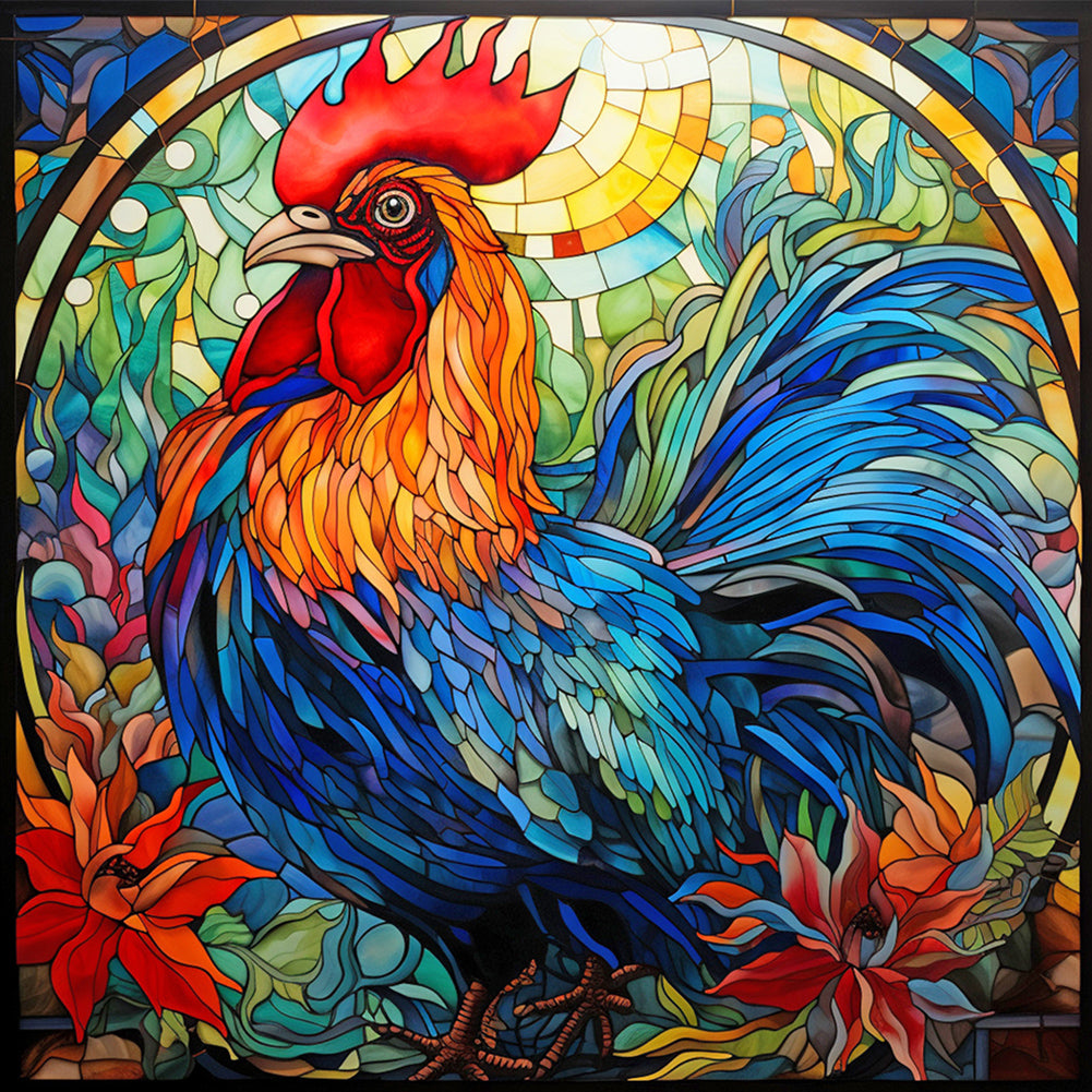 Diamond Painting - Full Round - rooster glass art (40*40CM)