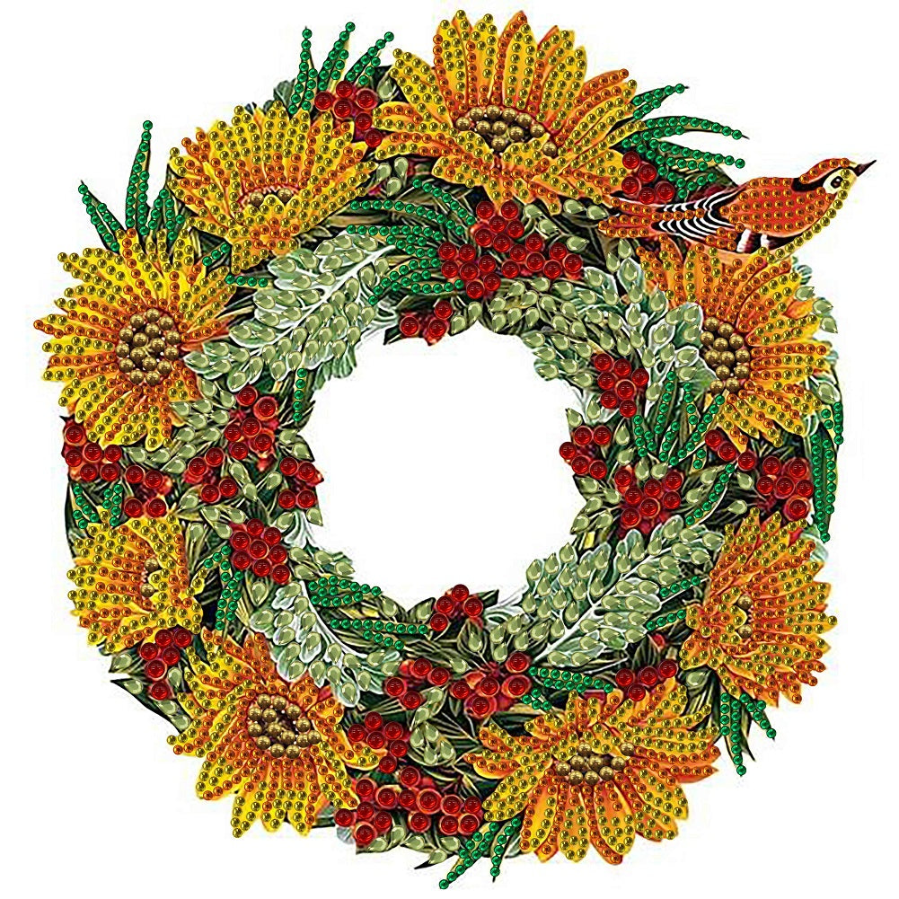 Diamond Painting - Partial Special Shaped - sunflower wreath (30*30CM)