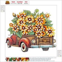Load image into Gallery viewer, Diamond Painting - Partial Special Shaped - sunflower vintage car (30*30CM)
